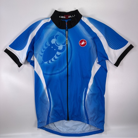 Castelli Mens Short Sleeve Cycling Jersey Blue Scorpion M - Picture 2 of 4
